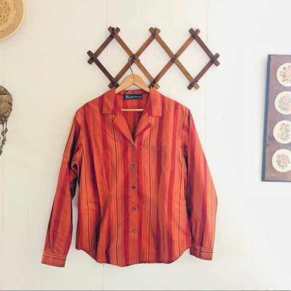 Burberry Tops - Vintage Burberry Silk Striped Blouse
